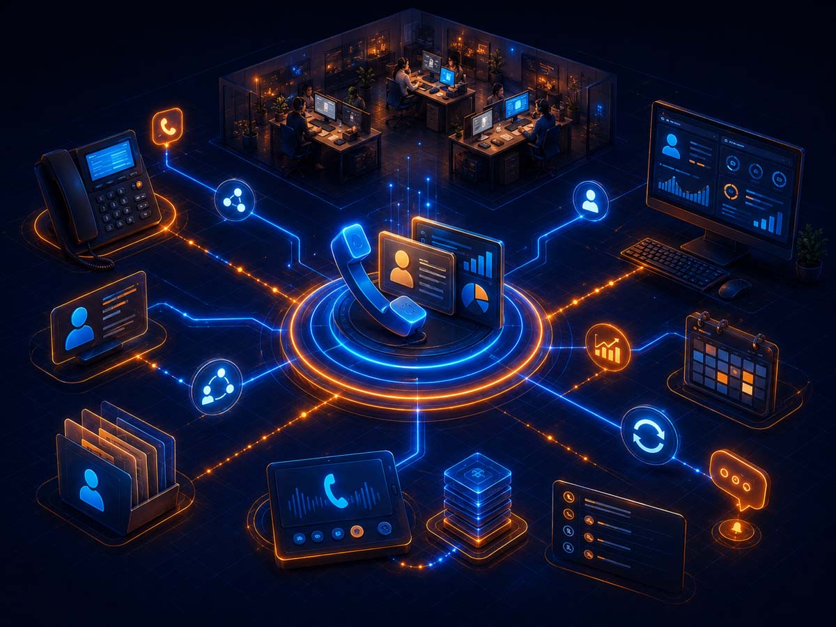 Connexion entre un standard téléphonique professionnel et un CRM