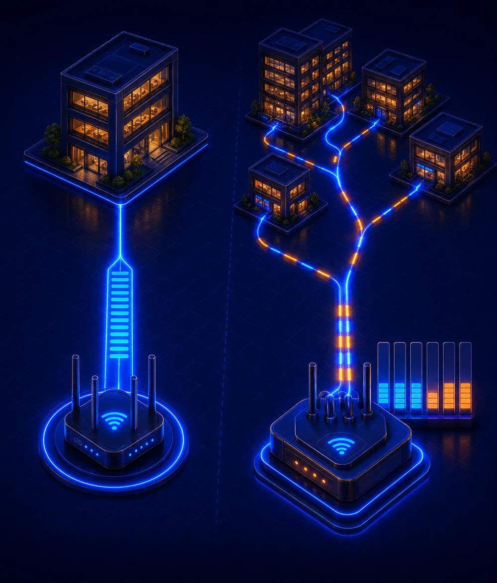 Comparaison entre fibre dédiée et fibre mutualisée