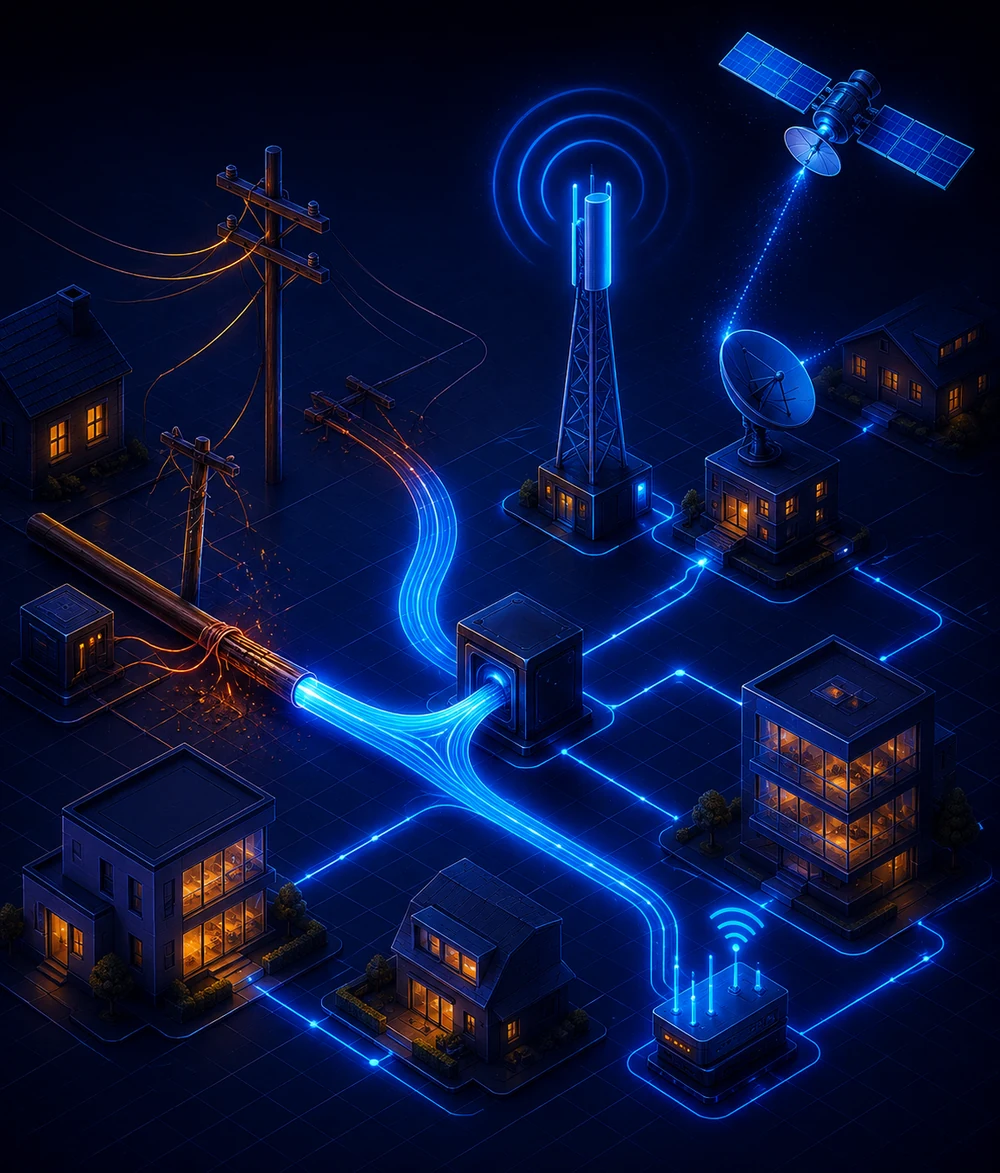 Fin du reseau cuivre et bascule vers la fibre, la 4G et le satellite