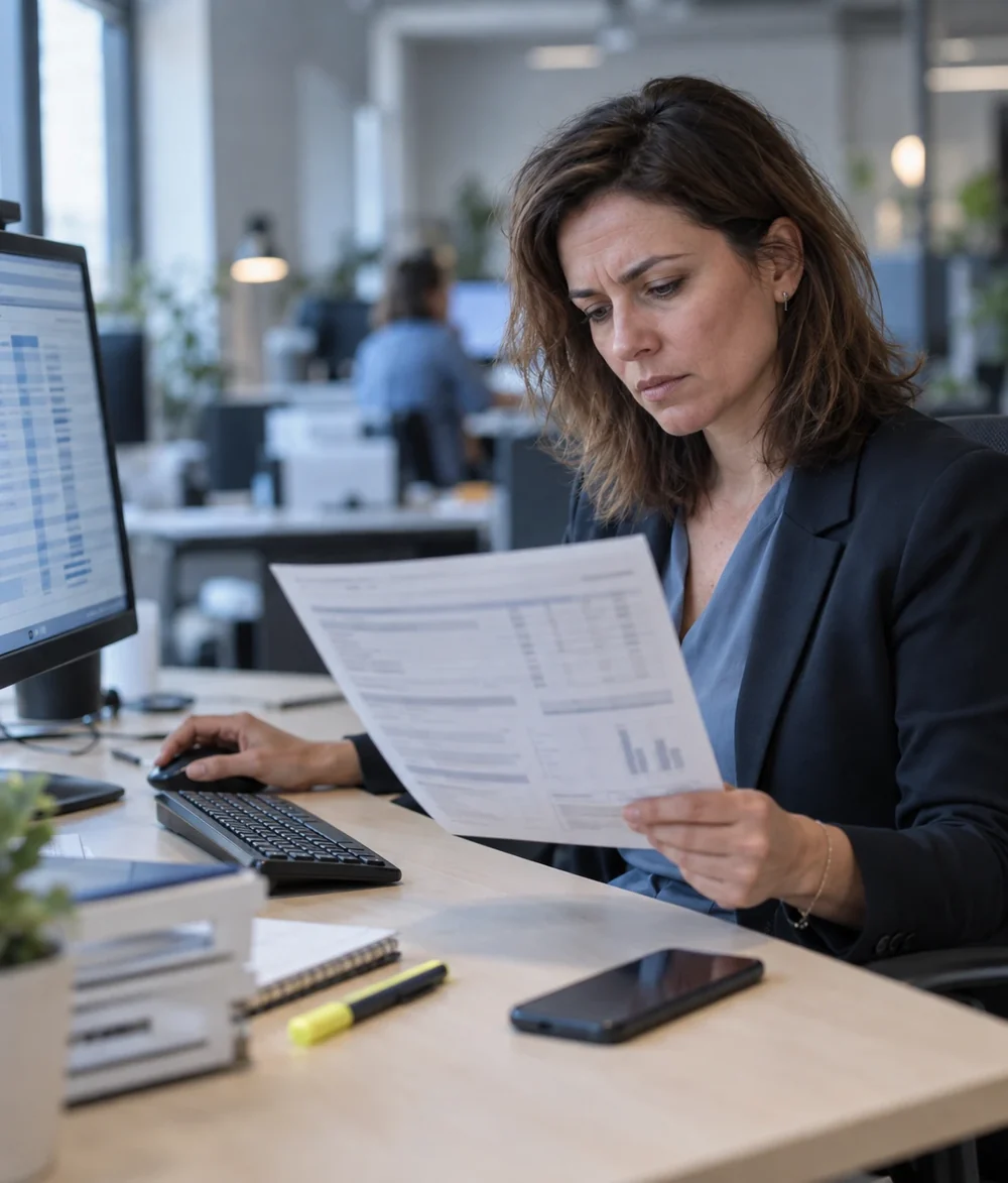 Responsable administrative analysant la facture mobile détaillée de la flotte de son entreprise
